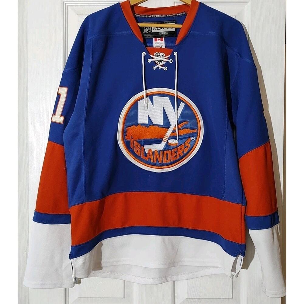 Mens John Tavares New York Islanders Reebok Embroided Jersey Fight Strap Size 50
